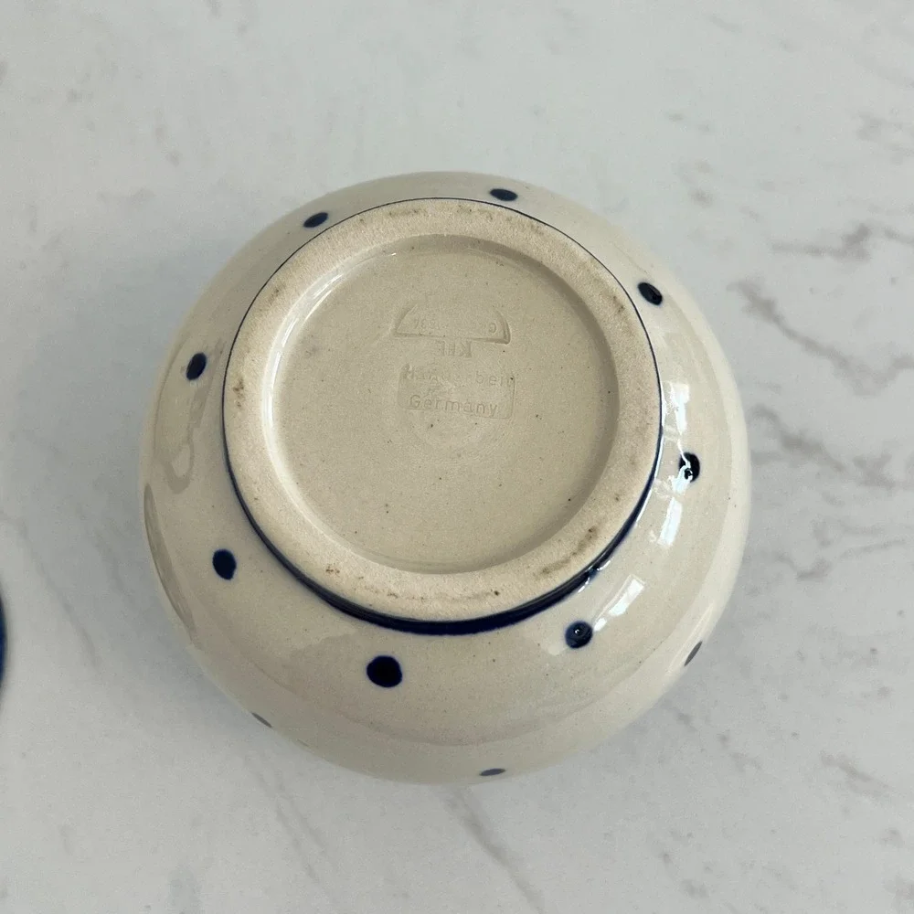 Vtg German‎ Pottery Creamer Pitcher Sugar Bowl Polish Pottery Style Hand Painted